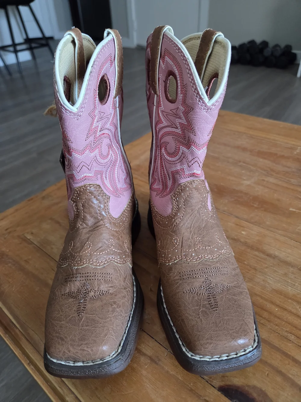 Durango Girls Pink & Brown Pull-On Western Boots
